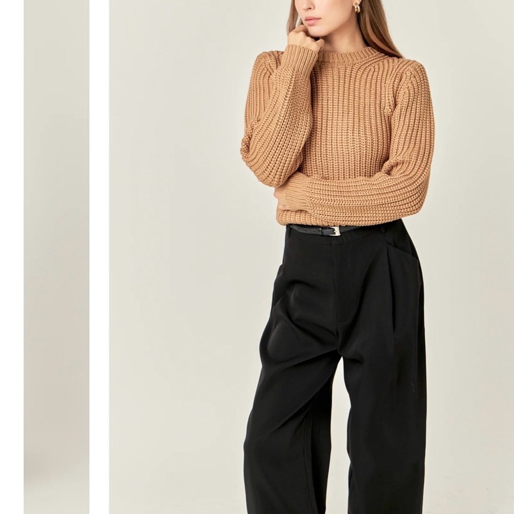 English Factory Brown Ribbed Crew Neck Sweater - Picture 5 of 5